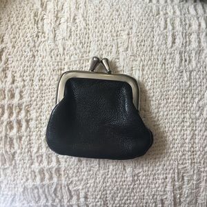 Black leather mini coin purse